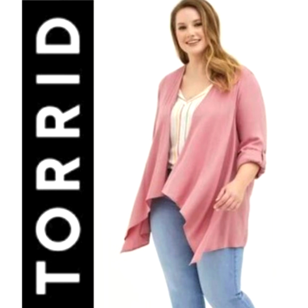 ♥️NWT TORRID VALENTINES DAY CARDIGAN SWEATER ROSE DRAPED FRONT KIMONO